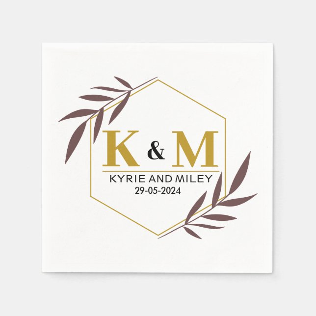 elegant monogram wedding gold napkins (Front)