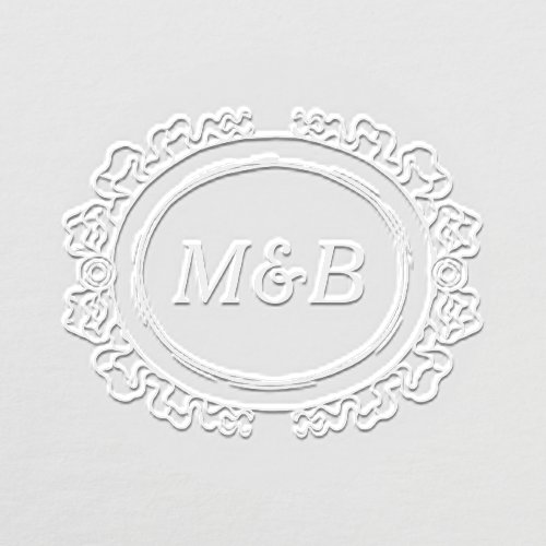 Elegant Monogram Wedding Initials Chic Frame Embosser