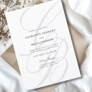 Elegant, Monogram, Wedding Invitation