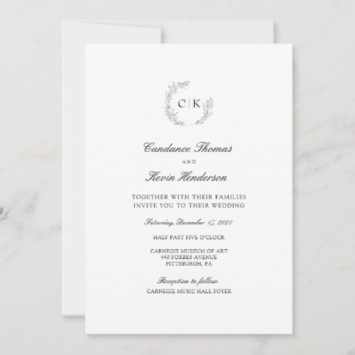 Elegant Monogram Wedding  Invitation