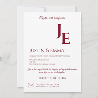 Elegant Monogram Wedding Invitation Aesthetic