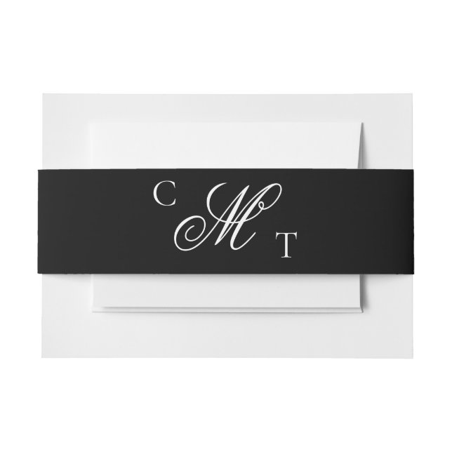 Elegant Monogram Wedding Invitation Invitation Belly Band (Front Example)