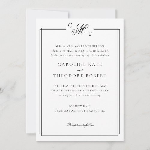 Elegant Monogram Wedding Invitation Photo