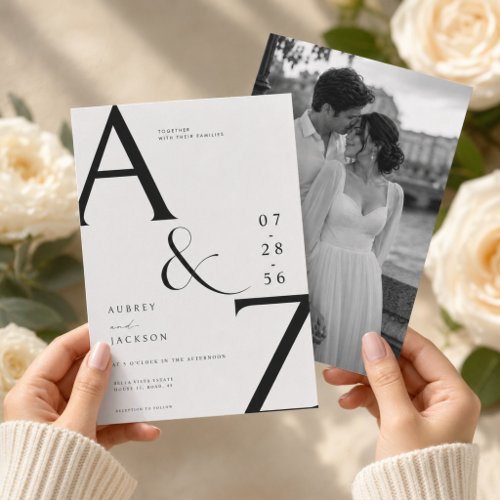 Elegant Monogram Wedding Invitation Template