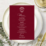 Elegant Monogram Wedding Menu Cards Burgundy<br><div class="desc">A simple chic calligraphy wedding menu card. I do offer a free customisation service,  if you have any questions or special requests,  please feel free to contact me.</div>