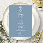 Elegant Monogram Wedding Menu Cards Dusty Blue<br><div class="desc">A simple chic calligraphy wedding menu card. I do offer a free customisation service,  if you have any questions or special requests,  please feel free to contact me.</div>