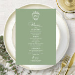 Elegant Monogram Wedding Menu Cards Sage Green<br><div class="desc">A simple chic calligraphy wedding menu card. I do offer a free customisation service,  if you have any questions or special requests,  please feel free to contact me.</div>