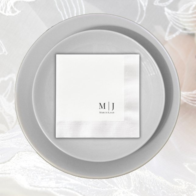 Elegant Monogram Wedding Minimalist Initials Napkins (Elegant Monogram Wedding Minimalist Initials Napkins)