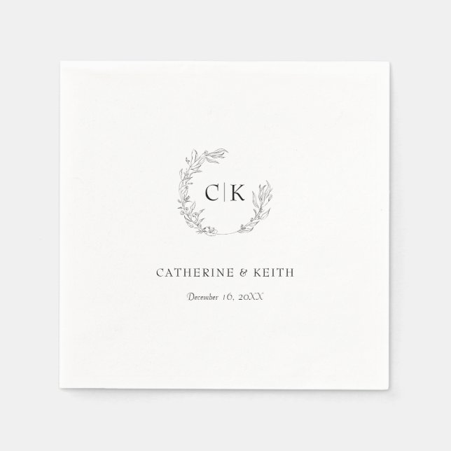 Elegant Monogram Wedding Napkins (Front)