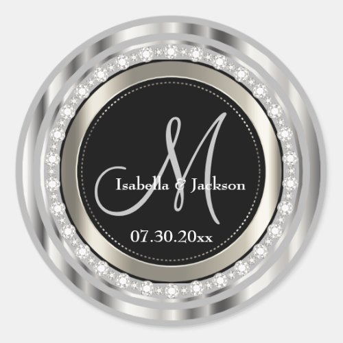 Elegant Monogram Wedding or Anniversary Design Classic Round Sticker
