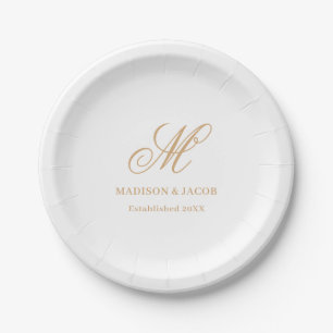 Elegant Monogram Wedding Paper Plates