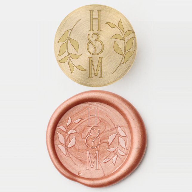 Elegant Monogram Wedding Personalized Wax Seal Stamp (Stamped)