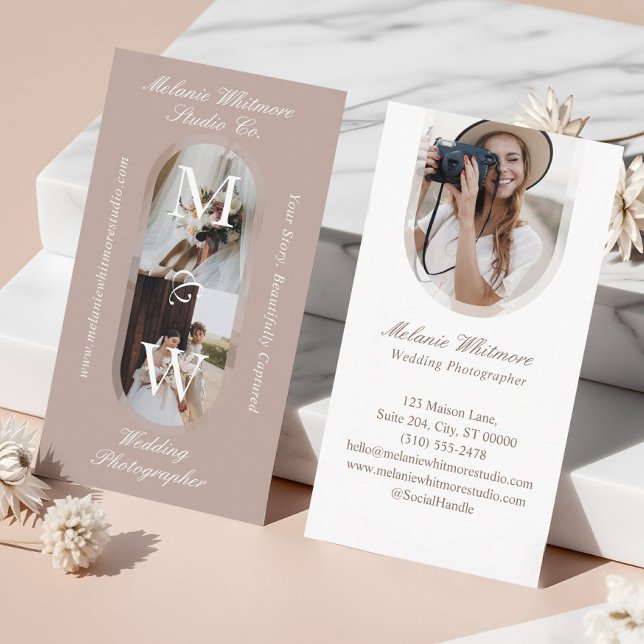 Elegant Monogram Wedding Photographer Arch Photos Business Card (Elegant Monogram Wedding Photographer Arch Photos Business Card)