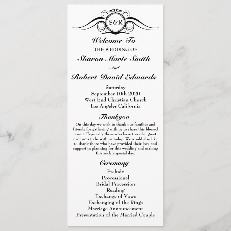 Elegant Monogram Wedding Program | Zazzle