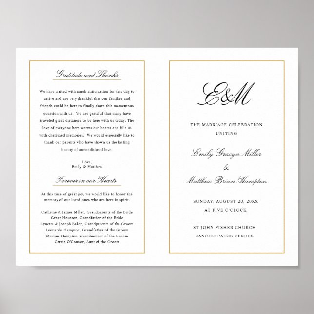 Elegant Monogram Wedding Program Outside Download Poster (Front)