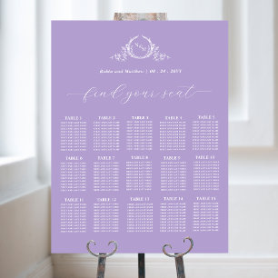 Elegant Monogram Wedding Purple Seating Chart Sign