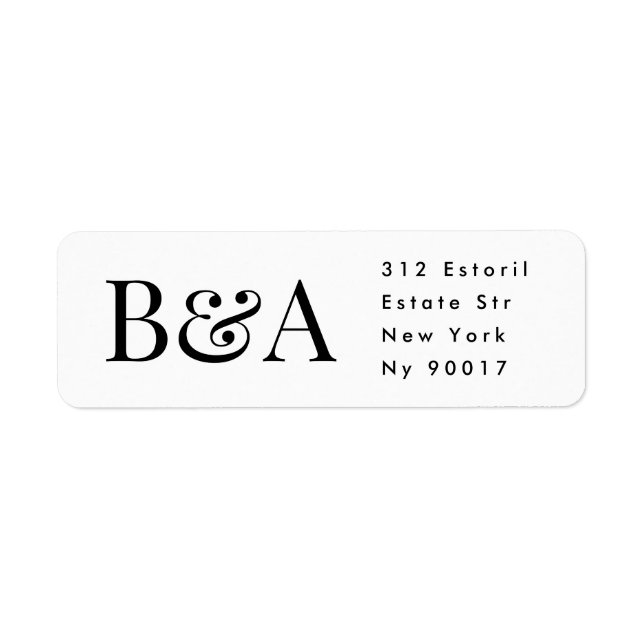 elegant monogram wedding return address label (Front)