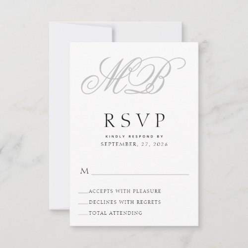 Elegant Monogram Wedding RSVP Card