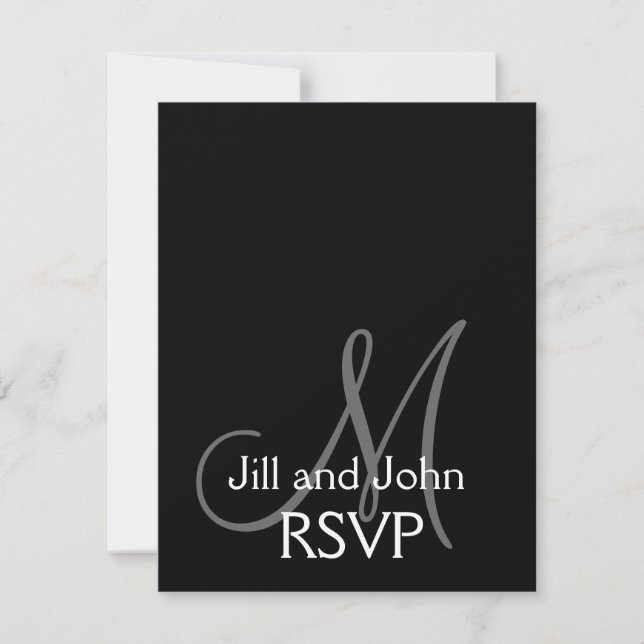 Elegant Monogram Wedding RSVP Card (Front)