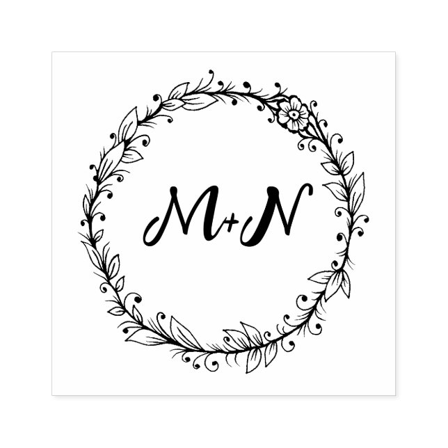 Elegant Monogram Wedding Rubber Stamp (Imprint)