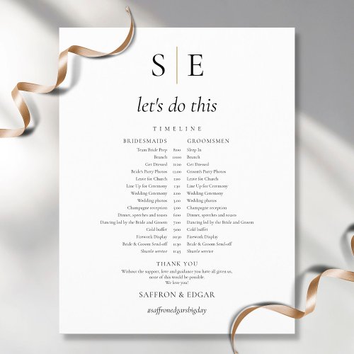 Elegant Monogram Wedding Schedule Timeline