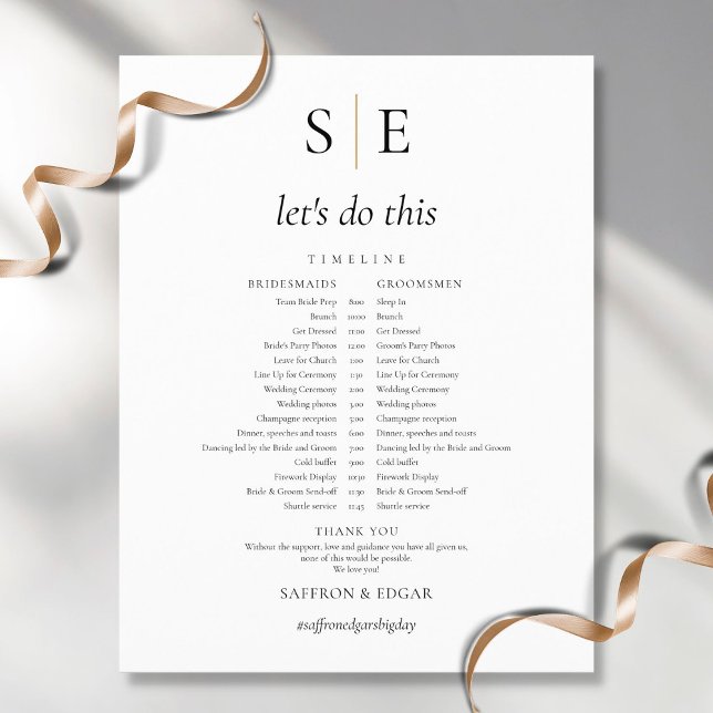 Elegant Monogram Wedding Schedule Timeline (Creator Uploaded)