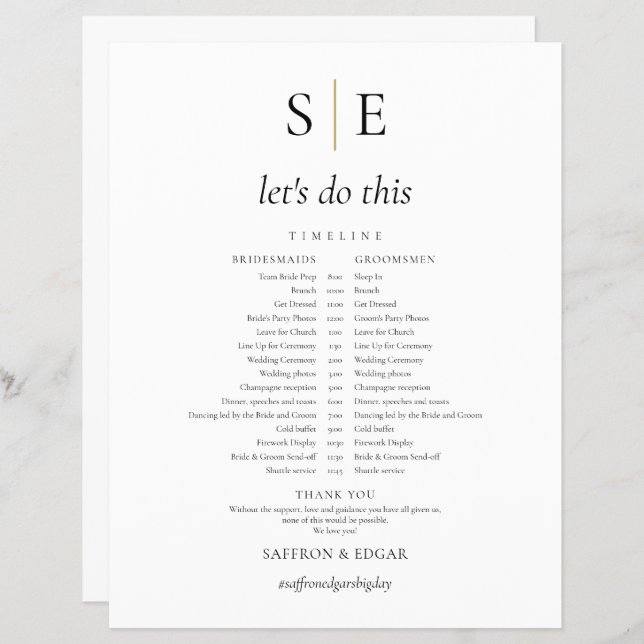 Wedding Timeline - Monogram