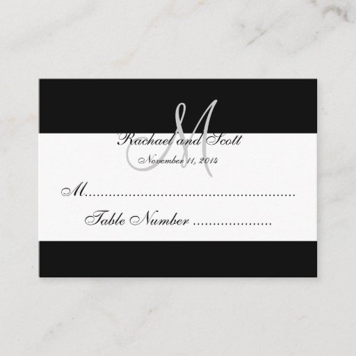 Customizable Elegant Monogram Wedding Seating Cards Business Card Template