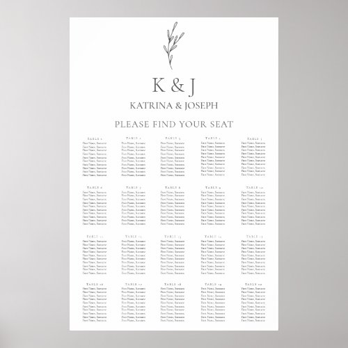 Elegant Monogram Wedding Seating Chart Minimal