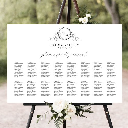 Elegant Monogram Wedding Seating Chart Sign