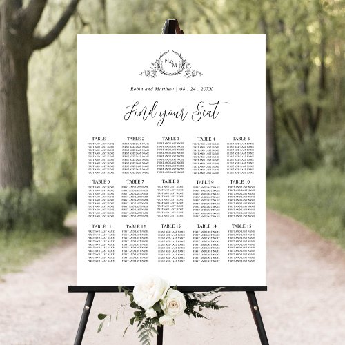 Elegant Monogram Wedding Seating Chart Sign