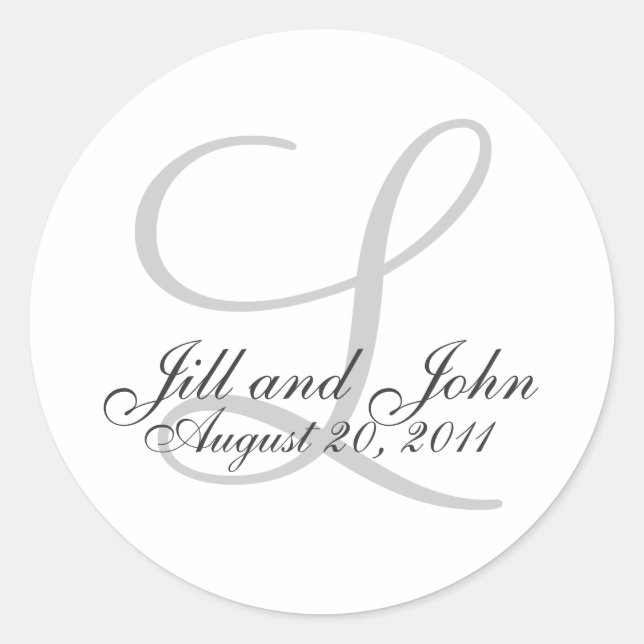 Elegant Monogram Wedding Stickers (Front)