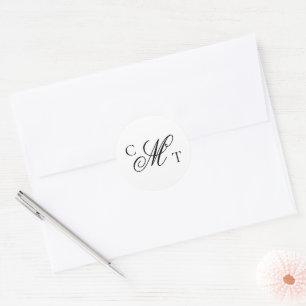 Elegant Monogram Wedding Suite Classic Round Sticker