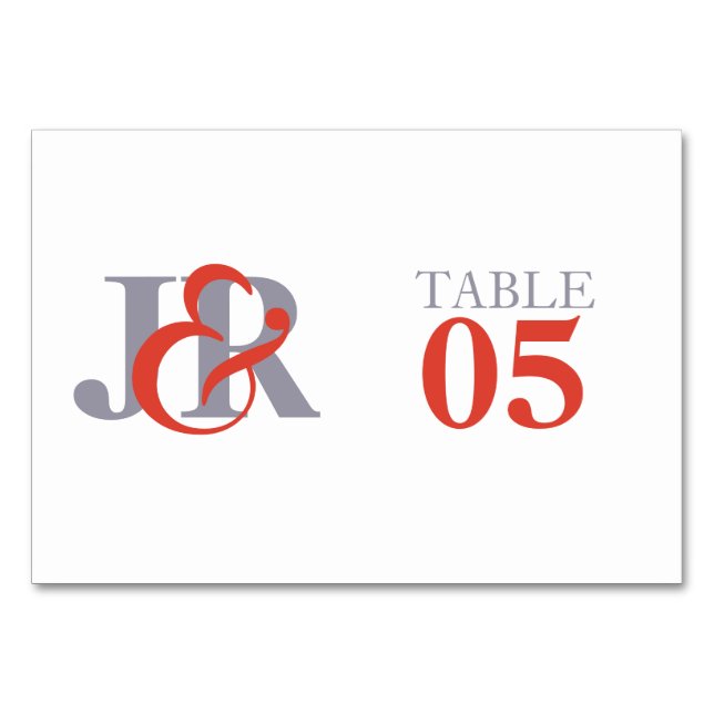Elegant Monogram Wedding Table Number (Front)