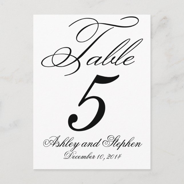 Elegant Monogram Wedding Table Number Cards (Front)
