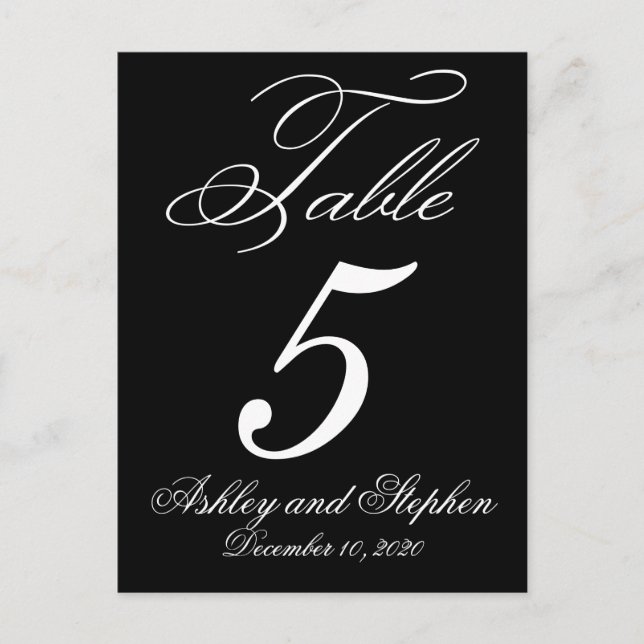 Elegant Monogram Wedding Table Number Cards (Front)