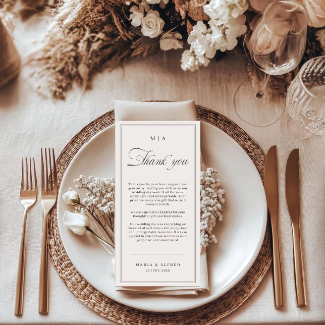 Elegant Monogram Wedding Thank You Card QR Code (Creator Uploaded)