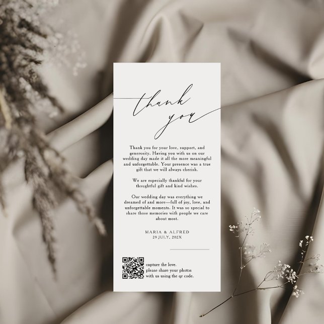 Elegant Monogram Wedding Thank You Card QR Code (Creator Uploaded)