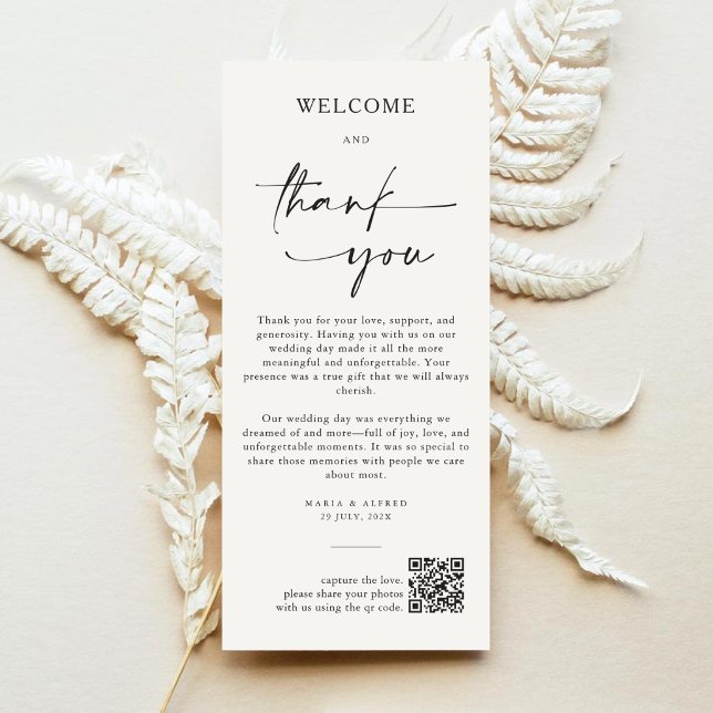 Elegant Monogram Wedding Thank You Card QR Code (Creator Uploaded)