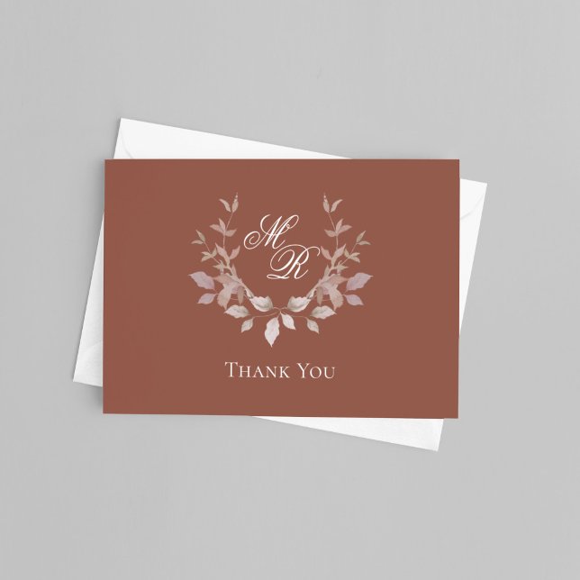 Elegant Monogram Wedding Thank You Script (Elegant monogram wedding thank you card with minimalist script and classic design)