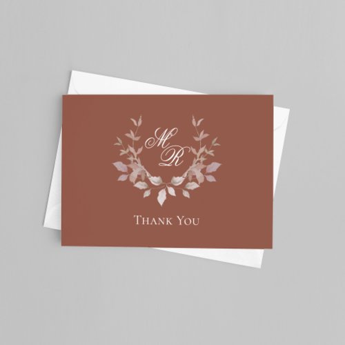 Elegant Monogram Wedding Thank You Script Card