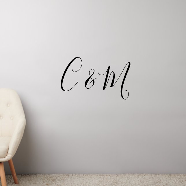 Elegant Monogram Wedding Wall Decal (Living Room 2)