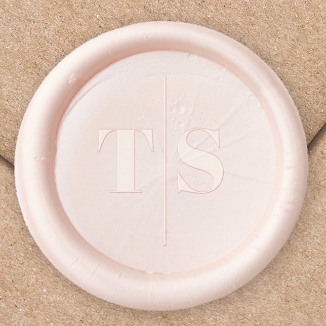 Elegant Monogram Wedding Wax Pink Custom Seal Stamp (Simple monogram with elegant block letter style wax seal. )