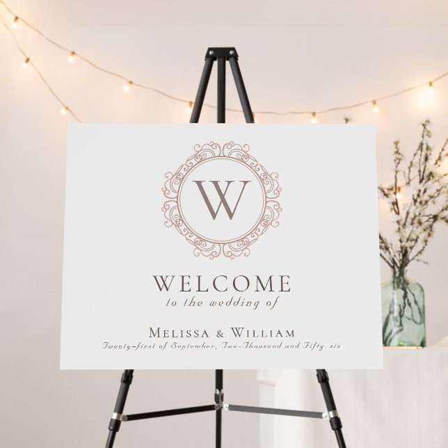 Elegant Monogram Wedding Welcome Foam Board (In Situ (Stand))