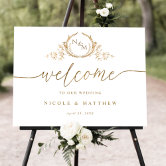 Elegant Script Gold Wedding Welcome Sign