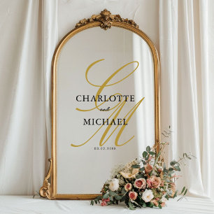 Elegant, monogram, wedding,  window cling