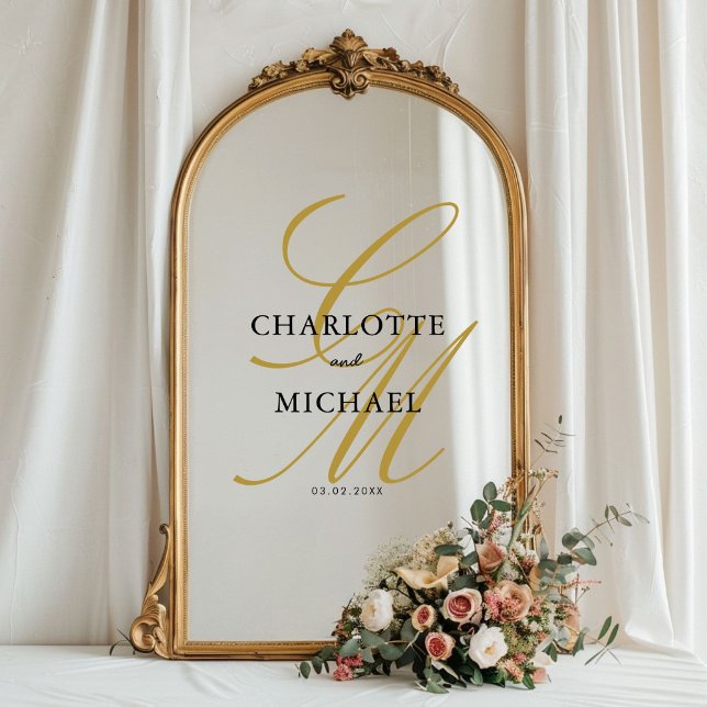 Elegant, monogram, wedding,  window cling (Personalized, elegant, monogram, scripted font, wedding, window cling with your names and date. )
