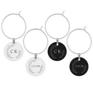 Elegant Monogram Wedding Wine Charm