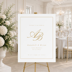 Elegant Monogram White Border Wedding Foam Board