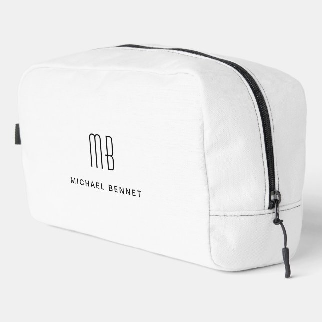 Elegant Monogram White Dopp Kit (Right Corner)